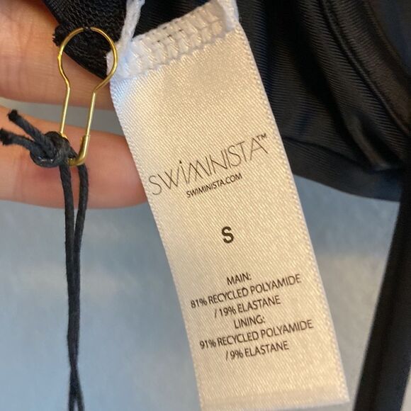 NWT- Swiminista Black ”JOY” bikini braided top with gold hardware- Size Small - Picture 12 of 14